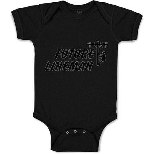 Baby Bodysuit Future Lineman Style B Boy & Girl Baby Clothes Funny Cotton Black Design Only 6 Months