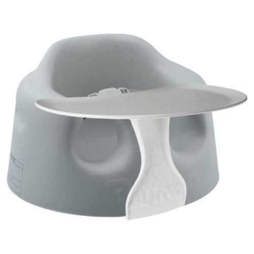 Bumbo Baby Infant Children Toddler Soft Foam Floor Seat Chair with 3-Point Adjustable Harness and Eating and Play Top Tray Attachment, Cool Grey