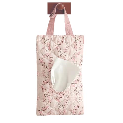 Quilted Baby Wipe Holder Quilted Wipe Pouch Portable Hanging Floral Wet Wipes Bag for Car, Stroller