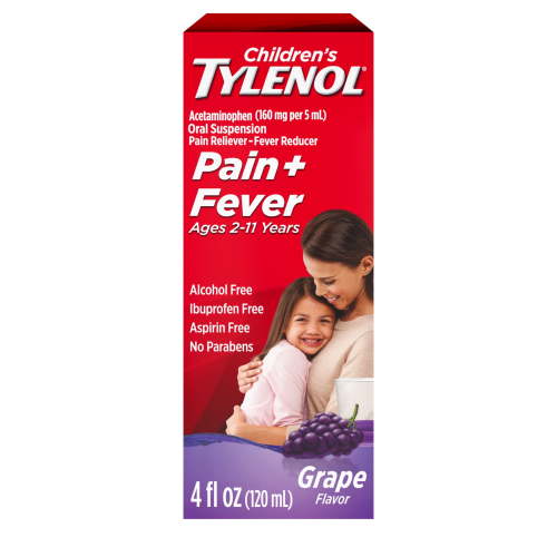 Children's Tylenol Pain + Fever Relief Cold Medicine, Grape, 4 fl. oz HSA/FSA Eligible