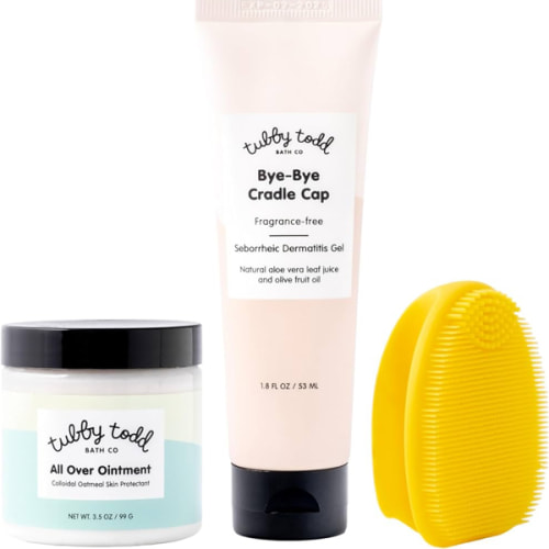 TUBBY TODD Cradle Cap Baby Hair Treatment Kit - Includes Bye-Bye Cradle Cap Gel, Cradle Cap Silicone Brush, & 3.5oz All Over Ointment - Gentle for Babies’ Sensitive Skin