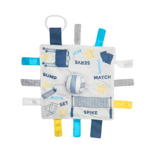 Baby Jack & Co 10x10” Volleyball Sports Lovey Sensory Plush Blanket - Tag Toys - Baby Stroller Toy - MVP Baby Ball Toy - Baby Sports Gift