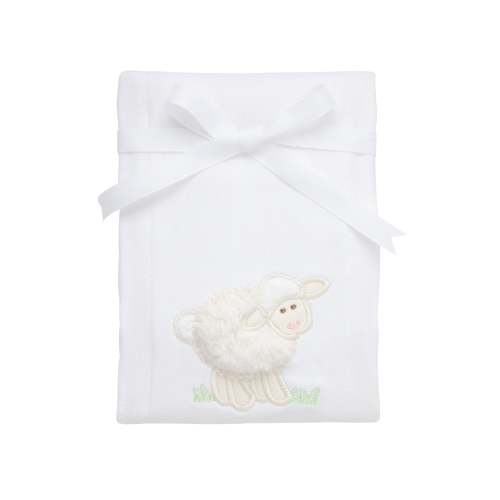 Lamb Applique Burp, White