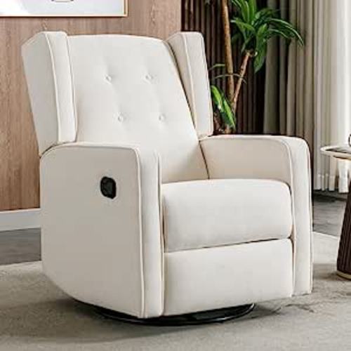 Amazon.com: Swivel Rocker Recliner Chair, Nursery Glider Chair, Nursery Rocking Chairs, Manual Reclining Chair, White : Home & Kitchen