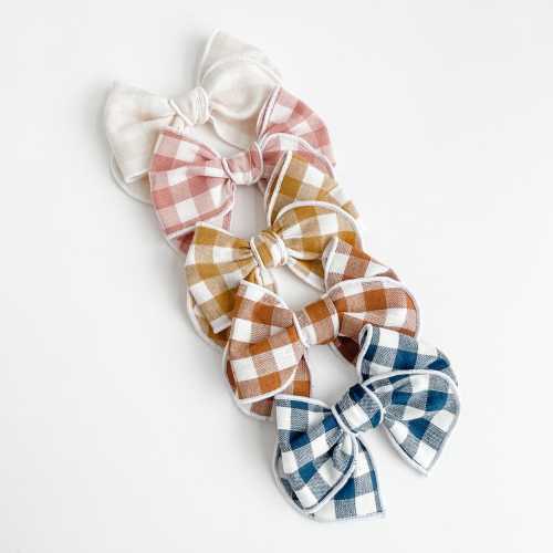 Gingham Baby Bows, Baby Headbands, Baby Girl Bows, neutral headbands, girls Hair bows, infant bow, newborn headband, girls hair clips