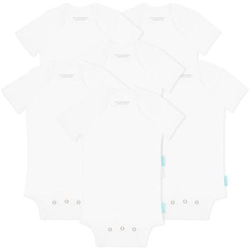 Supersoft Short Sleeve Baby Bodysuits, Premium Bamboo Rayon Bodysuits Unisex Boy Girl White Bodysuit 6-pack