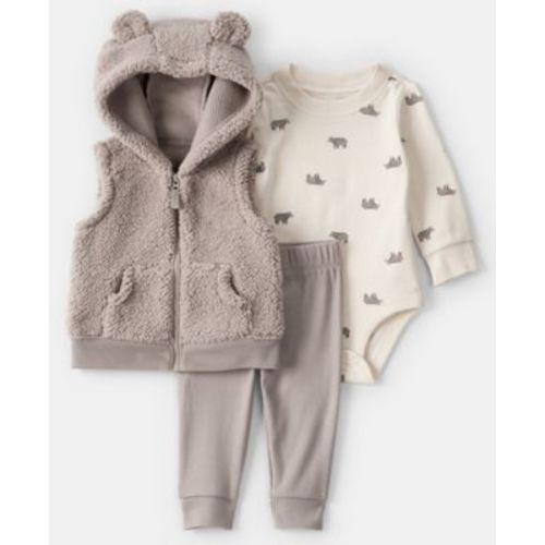 Baby Boys Bear Print Jacket, Bodysuit and Pants, 3-Piece Set