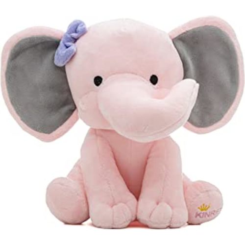 KINREX Elephant Stuffed Animals – Stuff Animal Plush Toy for Babies Girls Boys, Elephants Plushie Teddy Bear Toys for Birth Stats Baby Shower Infant Newborn Boy & Girl, Pink Measures 9 Inches