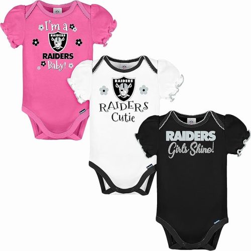 Gerber Baby Girls' NFL Team 3 Pack Short Sleeve Onesie Bodysuit