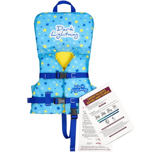 Dark Lightning USCG Approved Infant Life Jacket 0-30 lbs, Swim Vest for Baby/Toddlers 1-3 Year Old 20-30 lbs,Toddler Floaties for Pool Swimming,Boating,Beach,Puddle