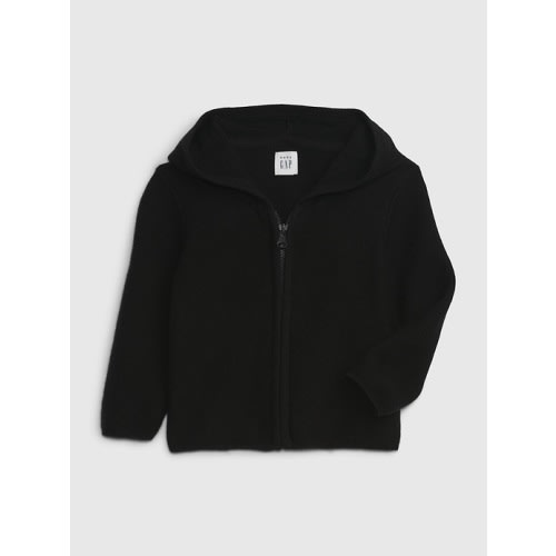 Baby CashSoft Zip Sweater in black, size: 3-6 M