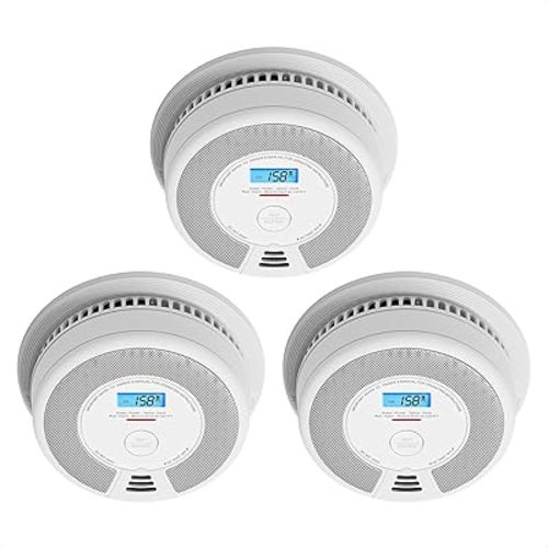 X-Sense 10-Year Battery Combination Smoke Carbon Monoxide Alarm Detector with Large LCD Display, Standalone Model, 3-Pack