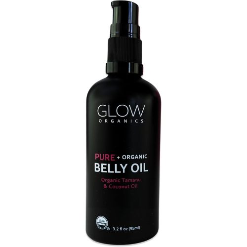 Glow Organics Belly Oil for Pregnancy, Prevents Stretch Marks & Scars, Organic Maternity Skincare, Fast-Absorbing, Pregnancy Safe Daily Ritual, 95ml