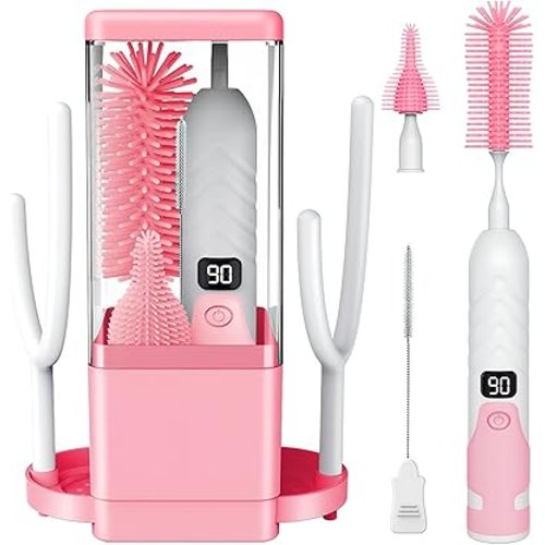 Electric Bottle Brush Cleaner,Electric Baby Bottle Brush Cleaner, Baby Bottle Washer,8 in 1Automatic Bottle Cleaner Brush Set