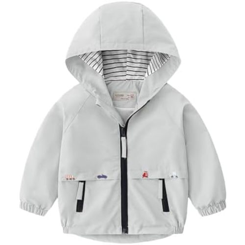 Volunboy Toddler Boys Windbreaker Casual Outerwear Kids Lightweight Zip Hooded Jacket Baby Cute Dust Coat
