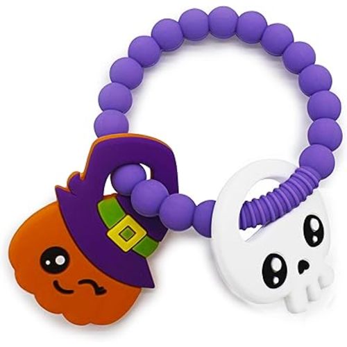 Big Spinach Pumpkin Teether - Cute Ghouls Ring and Blind Box Silicone Baby Halloween Teether - Girl or Boy Nightmare Before Christmas Gifts (2PC)