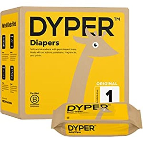 Amazon.com: DYPER Viscose from Bamboo Baby Diapers Size 1 + Wipes | Honest Ingredients | Cloth Alternative | Day & Overnight | Made with Plant-Based* Materials | Hypoallergenic for Sensitive Skin, Unscented : Baby