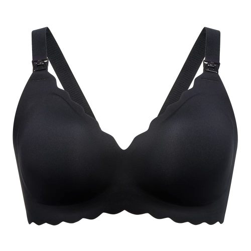 Momcozy Nursing Bras for Breastfeeding, Seamless Pregnancy Maternity Bra Wireless Classic Jelly Strip Support Nursing Bra Black at Amazon Women’s Clothing store