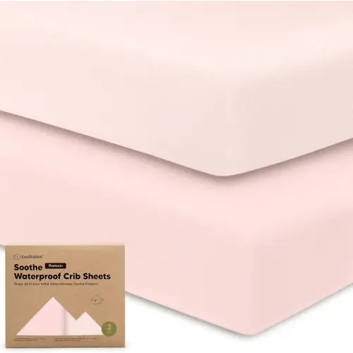 2-Pack Waterproof Crib Sheets for Girl, Boy - Organic Cotton 52X28 Fitted Crib Sheets Neutral,Crib Mattress Protector Sheets,Soft Toddler Bed Sheets,Washable Infant Fitted Baby Crib Sheets (Mist Rose)