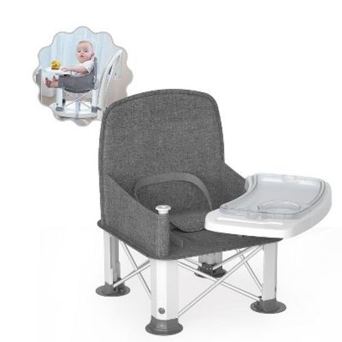 BabyBond Baby Travel Booster Seat with Double Tray, Gray