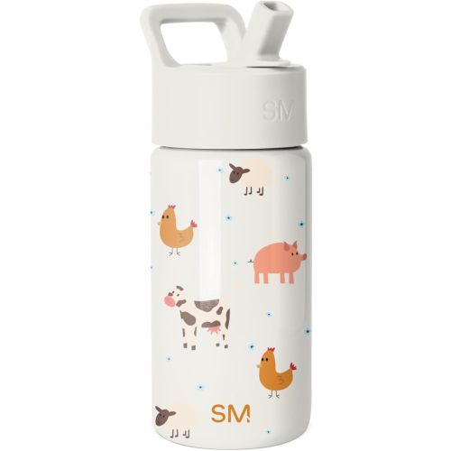 Simple Modern Kids Water Bottle with Straw Lid | 14oz Insulated Stainless Steel Kids Tumbler & Spill Proof Toddler Cup for School, Girls, Boys | Summit | Farm Animals