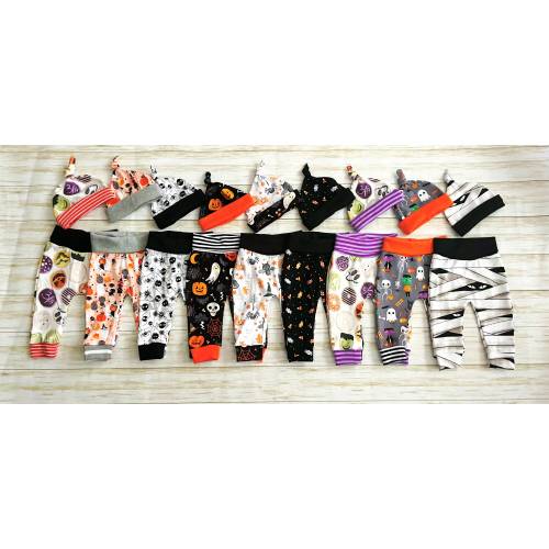 Halloween Joggers, Beanie Baby Pants Spider Spooky Cute Ghost Pumpkin Bat Cat Witches Donut Franky Candy corn Mummy Wolf Skeleton Boys Girls