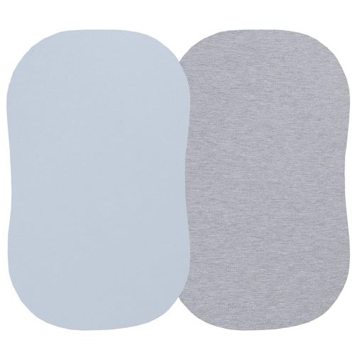 100% Organic Cotton Bassinet Sheets Compatiable with All Halo Bassinest, 2 Pack, Soft Breathable Jersey Knit Fitted Sheet for Baby Boy and Girl, Grey and Pastel Blue