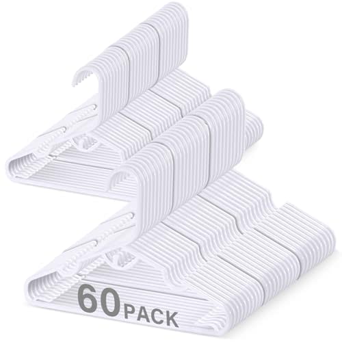 PIGLOG Baby Hangers, 60PCS White Kids Hangers, Multifunctional Kids Clothes Hangers, Toddler Hangers for Kids Toddlers and Children, Durable Hangers for Kids, Stackable Design for Spacing Saving