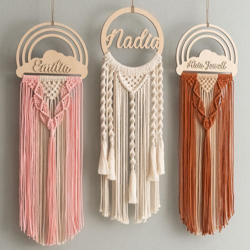 Macrame Name Sign, Nursery Wall Decor, Baby Shower Gift, Custom Wood Sign, Baby Name Sign, Macrame Nursery, Boho Wall Hanging W08