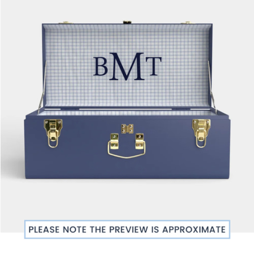 Petite Trunk - Navy - Picnic in Blue / Embroidery