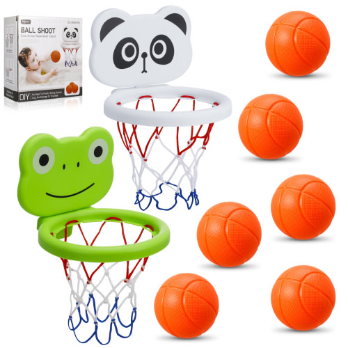 sixwipe 2 Pack Bathtub Basketball Hoop for Kids Toddlers - Bath Toys Shower Toys for Kids Ages 4-8, Suction Cup Basketball Hoop & 6 No Hole Balls Set for Boys Girls, Mold Free No Mold Bath Toys