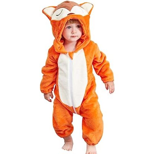 MICHLEY Unisex Baby Animal Costume Winter Autumn Flannel Hooded Romper Cosplay Jumpsuit