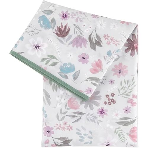 Bumkins Baby Splat Mat for Under High Chair, Babies Toddlers Eating Mess Mat, Waterproof Reusable Cloth for Arts and Crafts, Playtime Mat for Kids, Floors or Tables, Fabric 42inx42in, Floral Gray