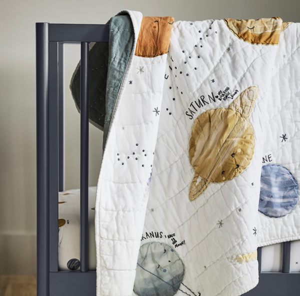 Outer Space 100% Organic Cotton Baby Crib Quilt