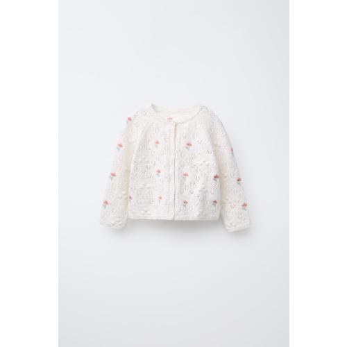 FLORAL KNIT JACKET - Ecru | ZARA United States