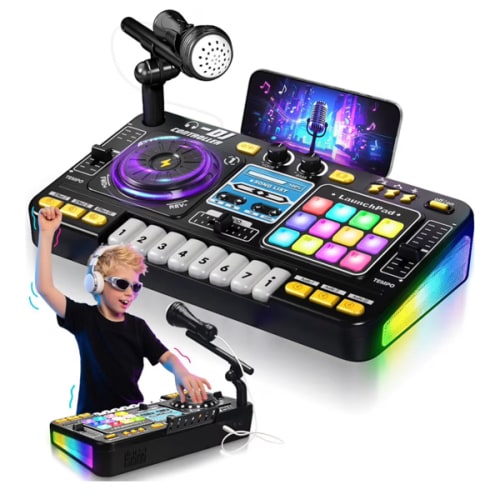 Amazon.com: DJ Mixer for Kids, Toddler DJ Mixing Table with DJ Turntable, Game Mode, Light & Speed Control and Microphone, Gifts for 3 4 5 6 Years Old Boys Girls - Kid DJ Mixer Set : Toys & Games