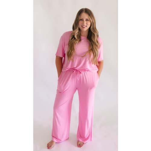 Womens T-Shirt Lounge Set in Pretty Pink