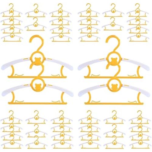 40 Pack Baby Hangers for Closet - Plastic Kids Space Saving Non-Slip Extendable Clothes Hangers for Nursery, Toddler, Heavy Duty Clothing - Bulk Yellow