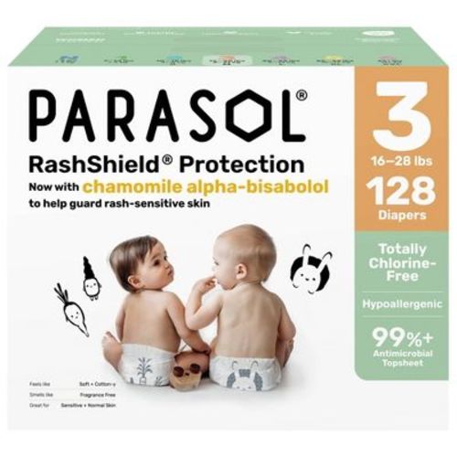 Parasol Chlorine-Free Diapers with RashShield Protection - Size 3 - 128ct