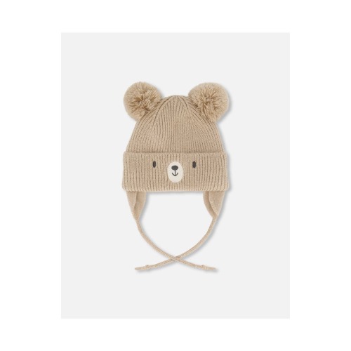 Gender Inclusive Lined Knit Hat with Pompoms, 9-12 M