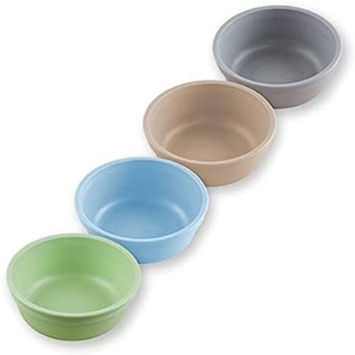Re-Play Made in USA 12 Oz. Reusable Plastic Bowls, Pack of 4 Without Lid - Dishwasher and Microwave Safe Bowls for Snacks and Everyday Dining - Toddler Bowl Set 5.75" x 5.75" x 2", Meadow