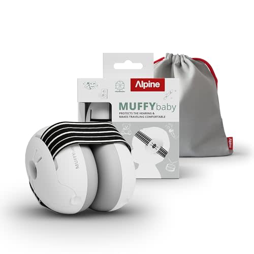 Alpine Muffy Baby Ear Protection for Babies and Toddlers up to 36 Months - CE & ANSI Certified - Noise Reduction Earmuffs - Comfortable Baby Headphones Against Hearing Damage & Improves Sleep - Black