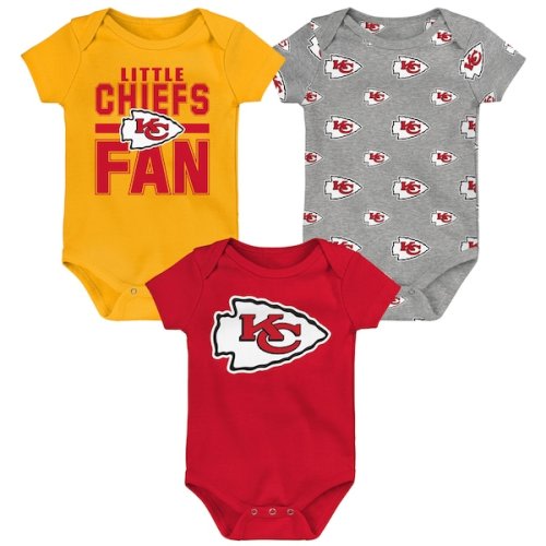 Newborn Outerstuff Kansas City Chiefs Little Tike 3-Piece Bodysuit Set