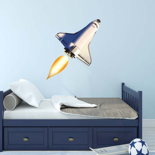 VWAQ Rocket Ship Wall Decal - Spaceship Stickers for Kids Walls Peel and Stick Space Decor - NA11