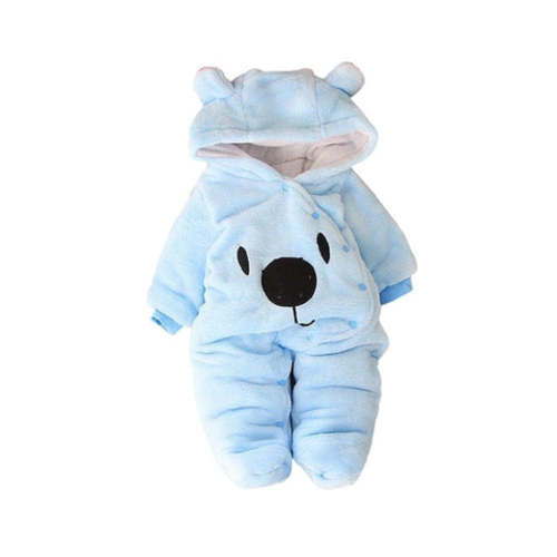 Baby Winter Hooded Romper, Plush, Warm, Button Closure