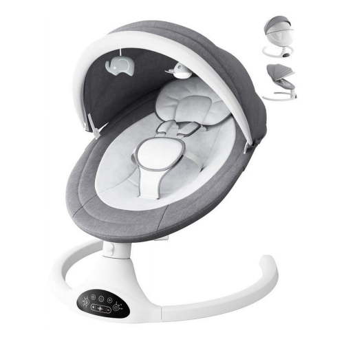 Babyomi Baby Swing, Modern Infant Swing with 5 Swing Speeds and 10 Lullabies, APP Remote Bluetooth and Touch Screen Control, Baby Swings for Babies 5-20 Lb, 0-12 Months, Grey