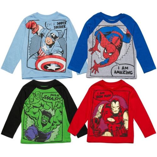 Marvel Spiderman Toddler Boys 4 Pack Long Sleeve Graphic T-Shirts 4T