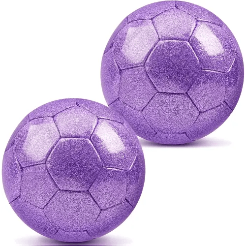 DLUGOPIS 2 Pcs Sparkling Purple Size 2 Toddler Soccer Ball Kids Soccer Ball Mini Soccer Ball Age 3-8 Indoor Soccer Ball Small Soccer Ball for Practice Grass Yard Toy Boys Girls Gift Outdoor Sport