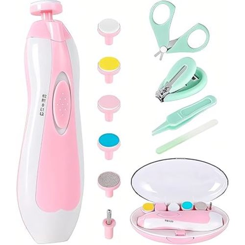 Baby Nail Trimmer Electric-12 in 1 Baby Nail Clippers Safe Baby Nail File Kit with a Nail Clipper, Scissor, Tweezers, and Nail Files