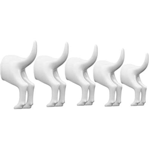 Dog Tail Wall Hooks,5 Pack Plastic Wall-Mounted Coat Hooks,Modern Decorative Hat Hanger Hooks,Cute Butt Hook Holder for Hanging Towels,Bags,Key,Purse,Dog Leash(White)